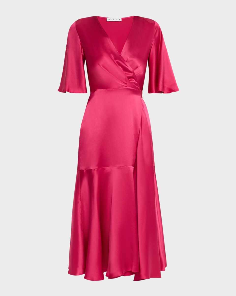 Lilibet Silk Satin Midi Wrap Dress